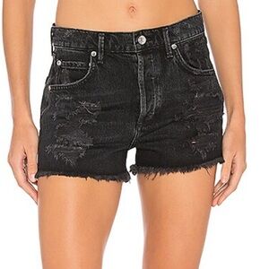 Agolde Distressed Black Jean Shorts